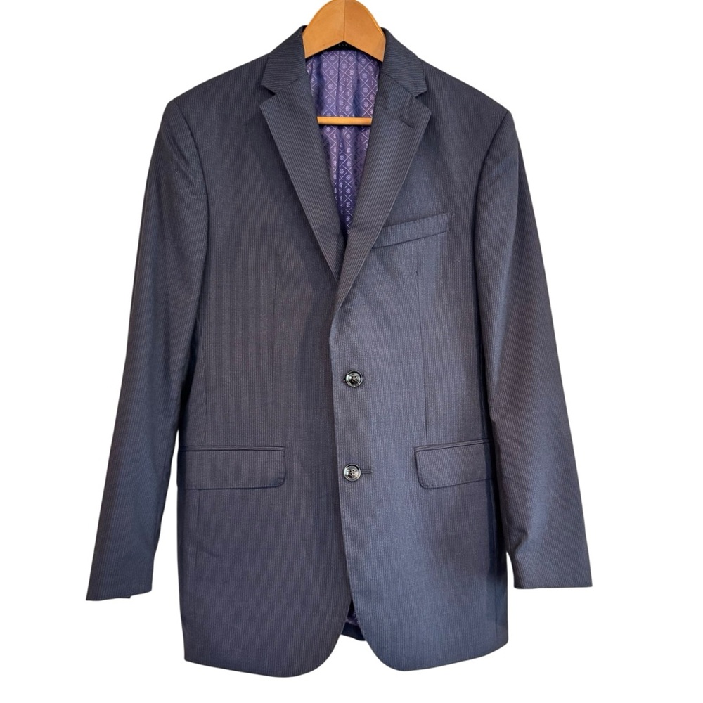 Ted Baker London Jarrow CT Mens 38R Wool Blazer Jacket Navy Stripe Single Breast
